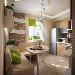 Three-room kitchen design in panel