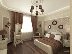 Beige brown bedroom design photo