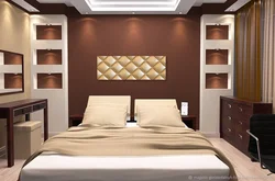 Beige brown bedroom design photo