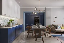 Gray blue color in the kitchen interior photo