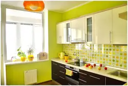 Green Wallpaper In The Kitchen Interior