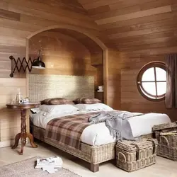 Дызайн спальні з элементамі дрэва