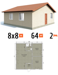 One-story house with three bedrooms up to 100 sq.m. photo