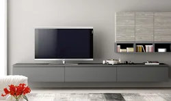 Qonaq otağının interyerində televizor altlığı
