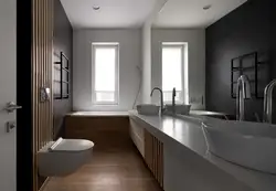 Узкая длинная ванна с туалетом дизайн