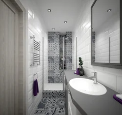 Narrow Long Bathtub With Toilet Design
