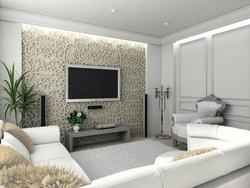 Apartment interior with TV on the wall