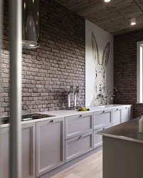Kitchen Interior In Brick Style