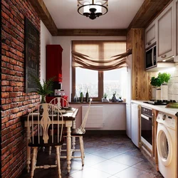 Kitchen interior in brick style