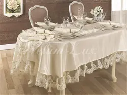 Tablecloth for the kitchen table photo in the kitchen interior