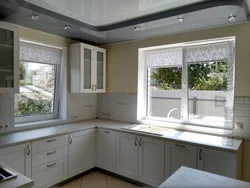Large kitchen with two windows photo