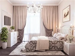 Curtains in a modern bedroom interior