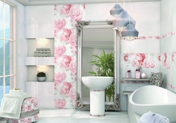 Flowers Tile Design Bath Photo