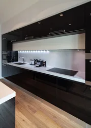 Black And White Corner Kitchen Design