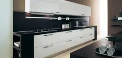 Black And White Corner Kitchen Design