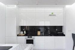 Black and white corner kitchen design