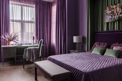 Combination Of Purple Color In The Bedroom Interior