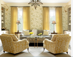 Combination Of Wallpaper And Curtains In The Living Room Interior