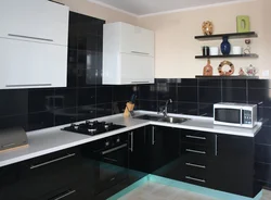 Black And White Built-In Kitchen Photo