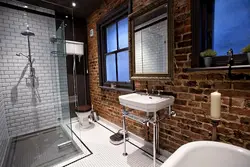 Кирпичный интерьер в ванной