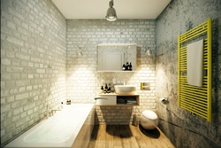 Кирпичный интерьер в ванной