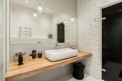 Brick interior in the bathroom