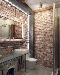 Brick interior in the bathroom