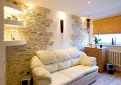 Artificial stone in the interior of the hallway photo for interior decoration