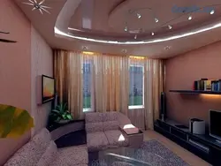 Interiors of halls with suspended ceilings in apartments