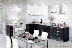 Wallpaper for the kitchen to match the gray set photo