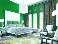 Colors Combined With Green In The Bedroom Interior Photo