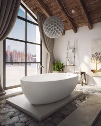 Floor bathtub in the interior