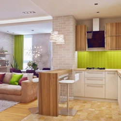 Living room and kitchen together interior design