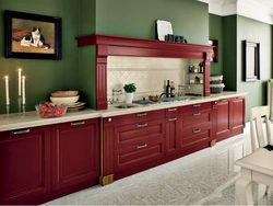 What colors goes with burgundy in the kitchen interior