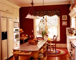 What colors goes with burgundy in the kitchen interior