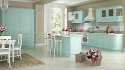 Combination of mint with other colors in the kitchen interior