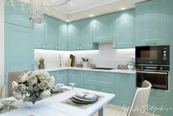 Combination of mint with other colors in the kitchen interior