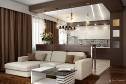 Interior of a living room combined with a kitchen in a modern style photo