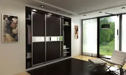 Дизайн шкафа купе в гостиной в современном стиле