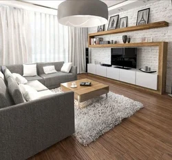 Living room in gray and white design photo