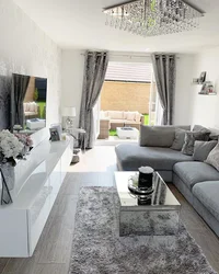 Living room in gray and white design photo