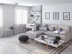 Living room in gray and white design photo