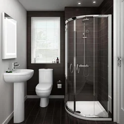 Bathroom interior with glass shower partition and toilet photo