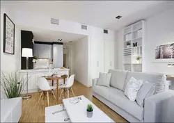 Kitchen living room with one window interior design photo