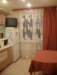Kitchen interior in Khrushchev curtains