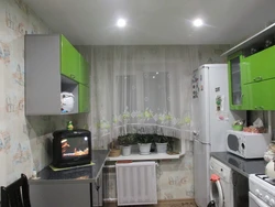 Kitchen interior in Khrushchev curtains