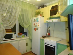 Kitchen interior in Khrushchev curtains