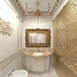 Дизайн ванны с золотом