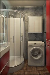 Small bathroom design with toilet and shower washing machine