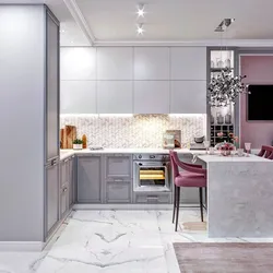 Gray Powdery Kitchen In The Interior